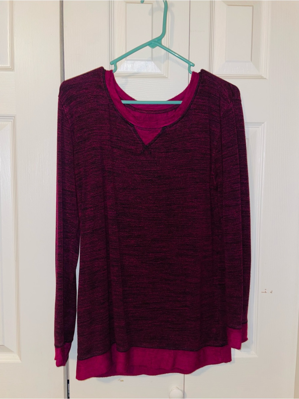 Women’s Two-Tone Magenta Pullover Top